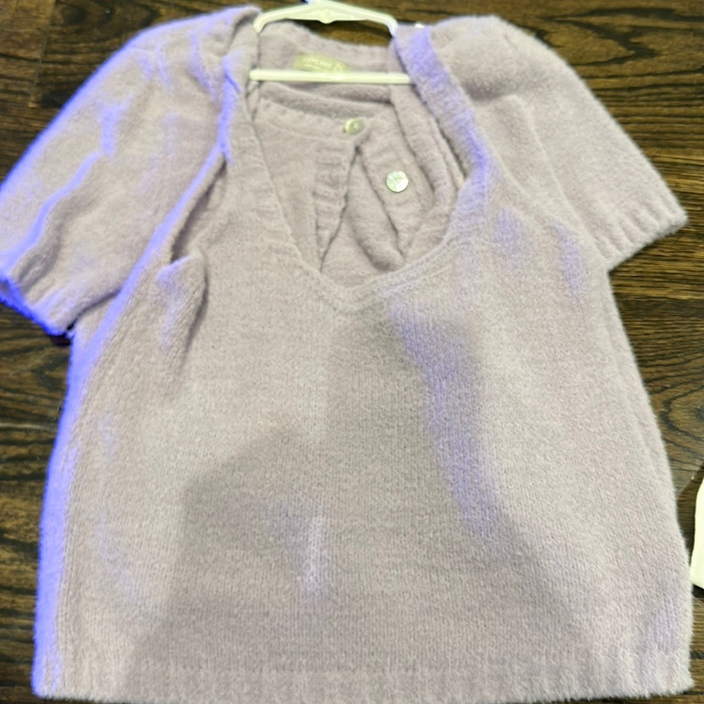 Matching fuzzy cardigan and tank SET